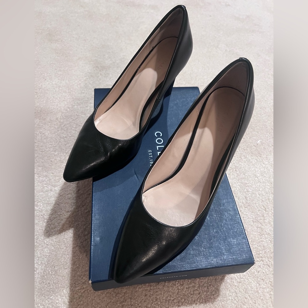 Cole Haan Black Leather Pumps| ABGL GRD PMP 85mm II | Pointed Toe Heels